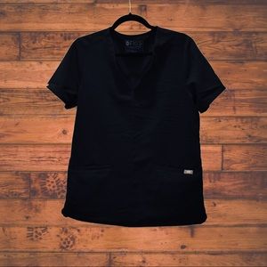 Medium black, Front Pocketed Women’s Tailored Scrub Top.